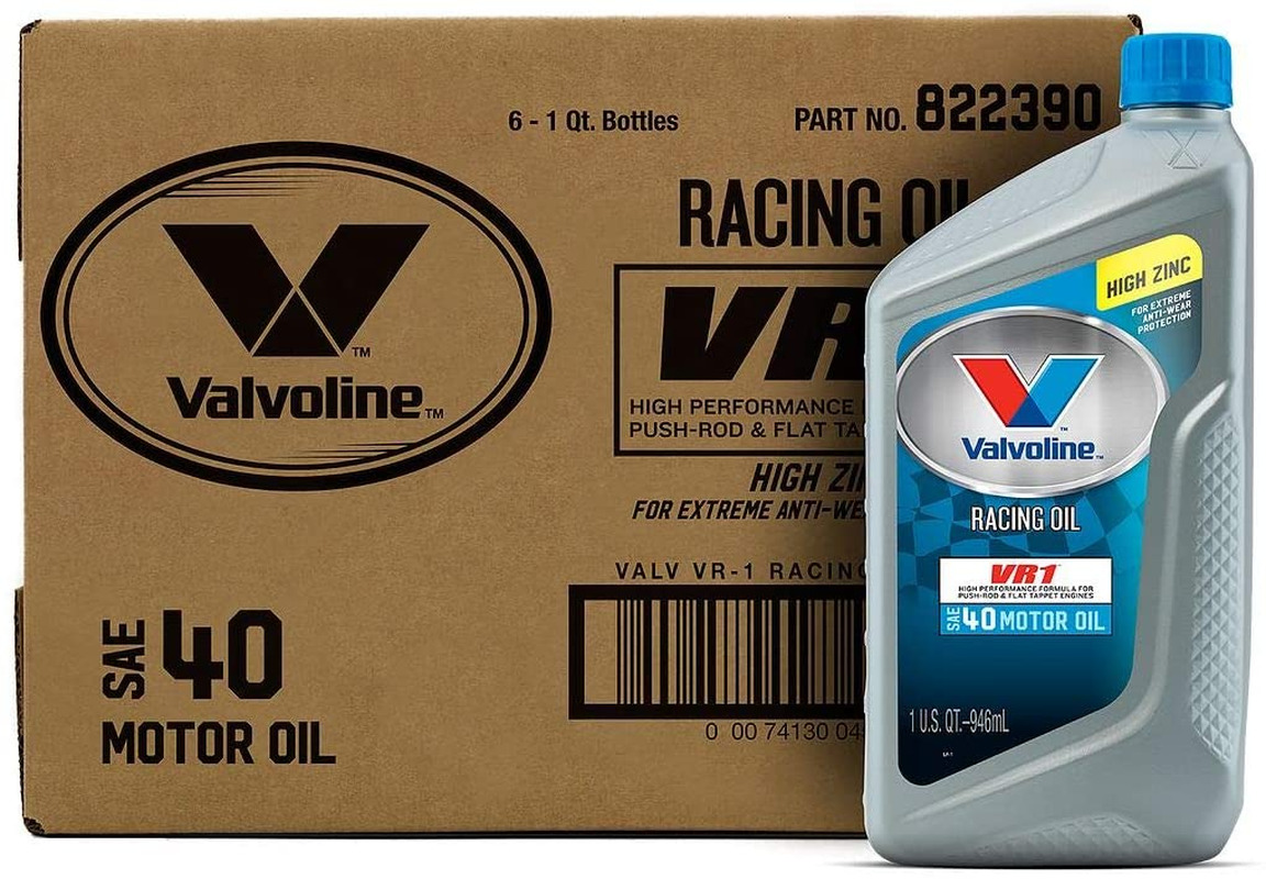 Valvoline VR1 Racing SAE 40 High Performance High Zinc Motor Oil 1 QT, Case of 6