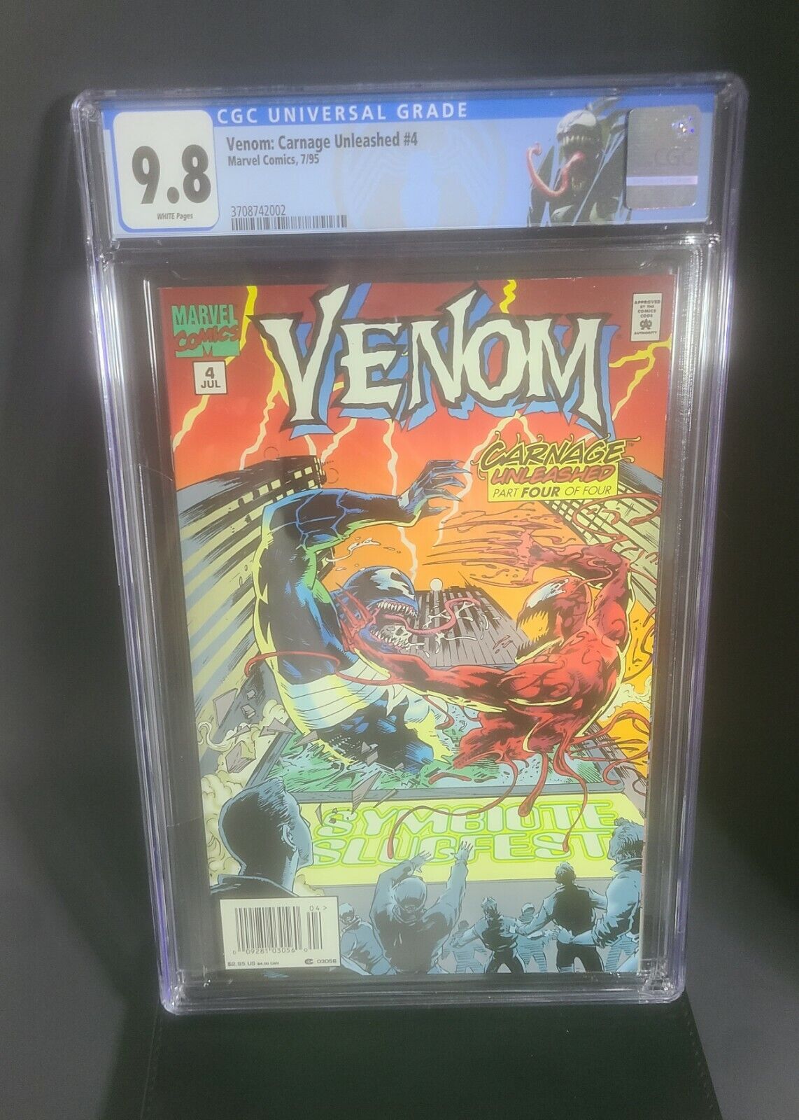 VENOM Unleashed #4 1995 CGC 9.8 Marvel MOVIE NEWSSTAND Carnage LABEL PRICE 4 Mcu