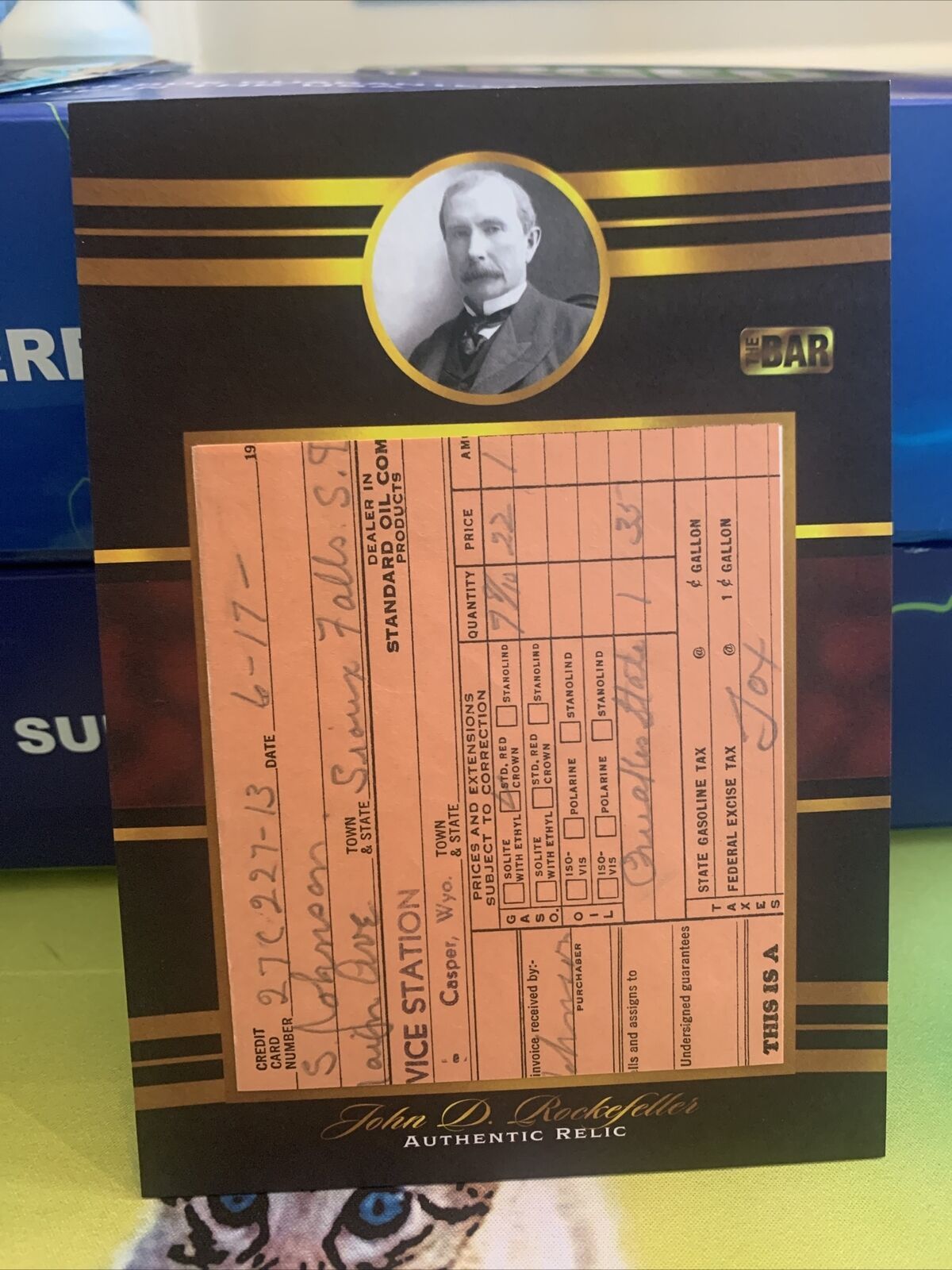 John D. Rockefeller Pieces of the Past 5x7 Relic #JR-8. Standard Oil Co Receipt