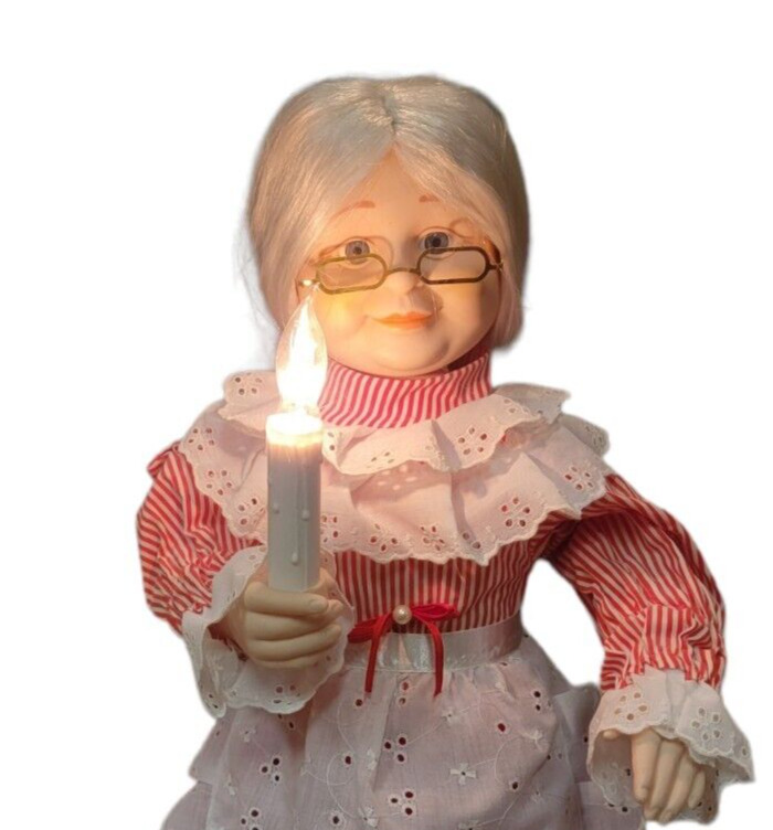 Vintage Telco Motion Christmas Mrs Claus Figurine Illuminated Grandma Apron Test