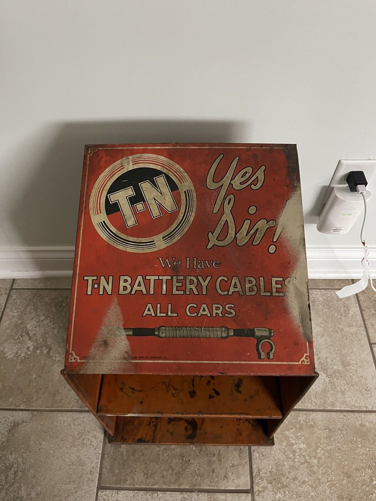 Rare Vintage T . N Battery Cables Advertising Display Rack Shelf 