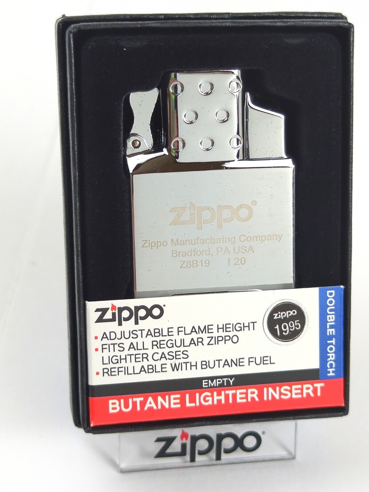 Zippo 65827 DOUBLE Torch Butane Lighter Chrome Replacement Insert in Gift Box