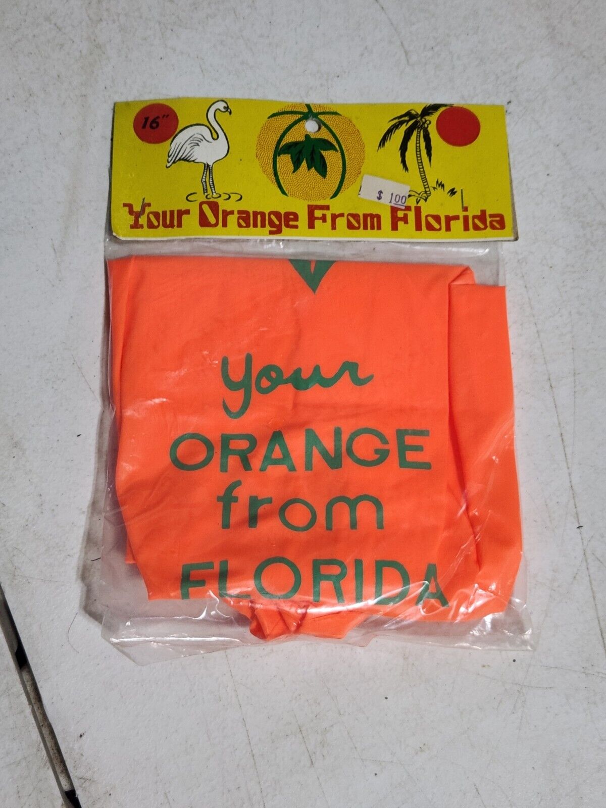 Vintage Florida Inflatable Orange Beach Ball \