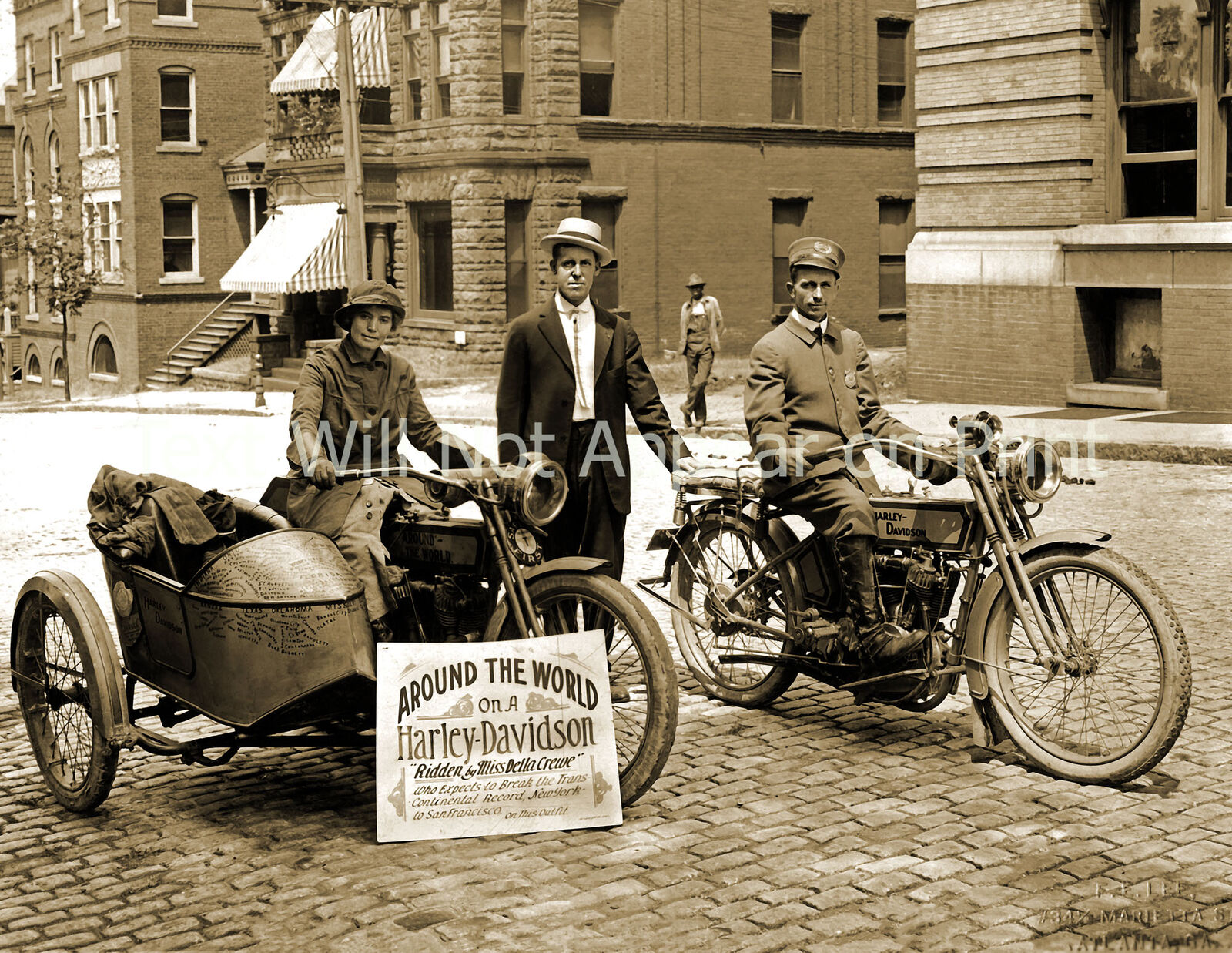 1915 Around the World on a Harley-Davidson Old Photo 8.5\