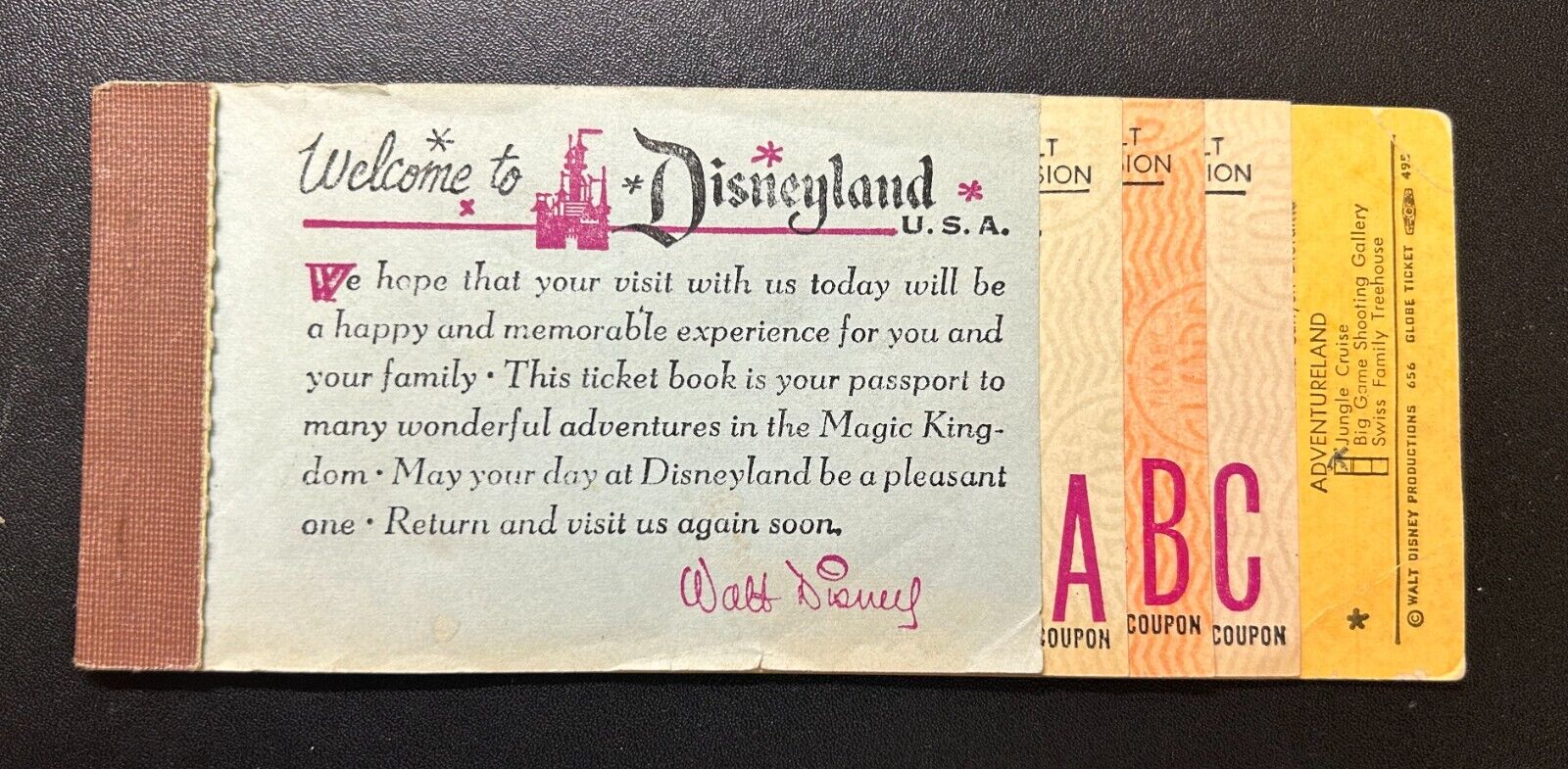✨Vintage Disneyland Adult ticket coupon booklet - original VintageDisney 1970's✨