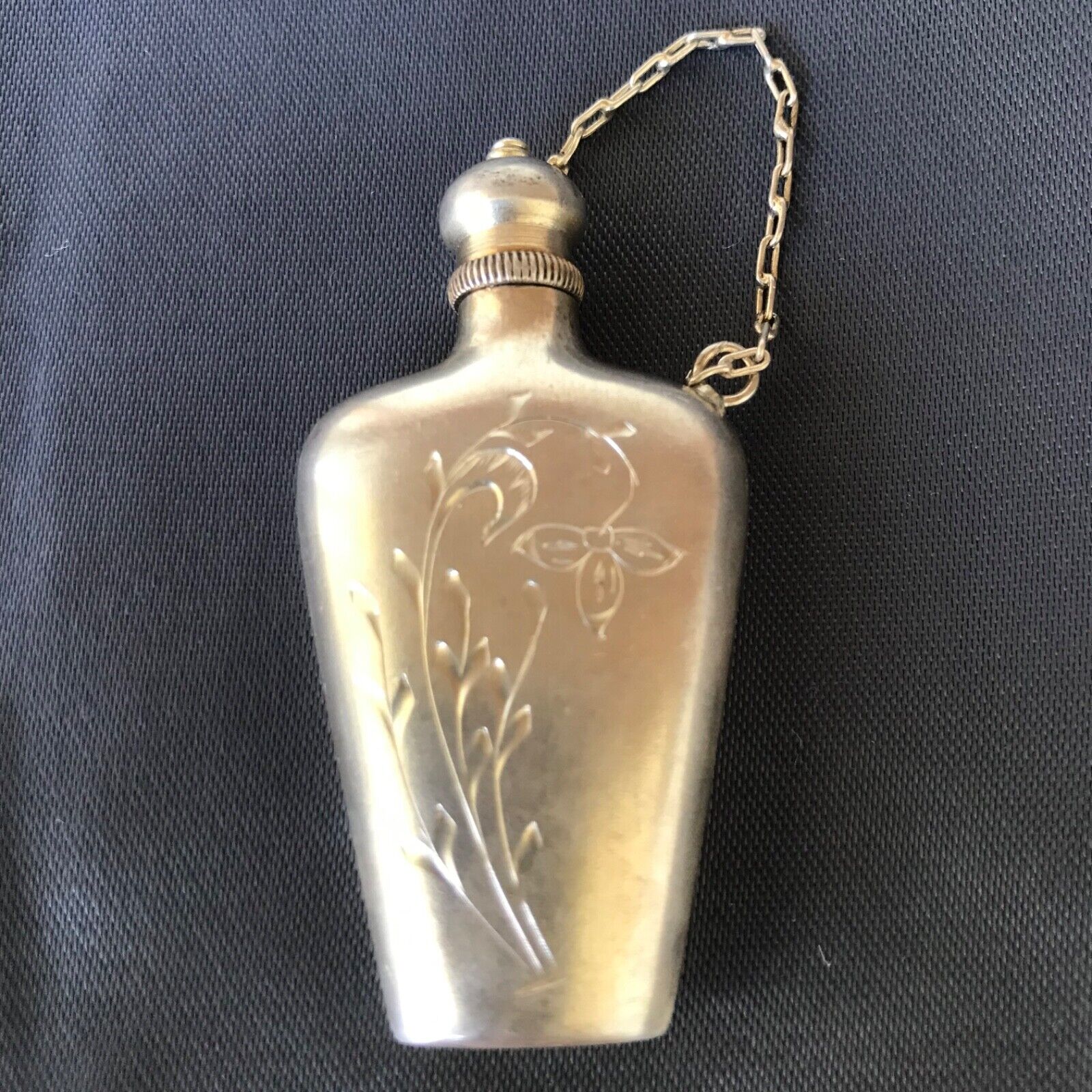 Rare vtg Soviet Silver 875 Perfume Gold Plated Bottle