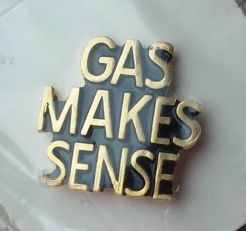 Gas Makes Sense lapel pin pre-owned Gasoline Petroleum fossil fuel