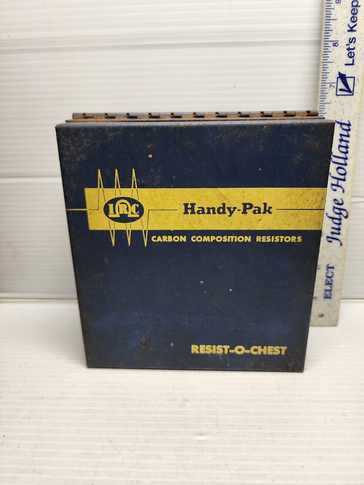 Vintage Resist O Chest Carbon Comp Resistor Cabinet Box Metal Shop Display 