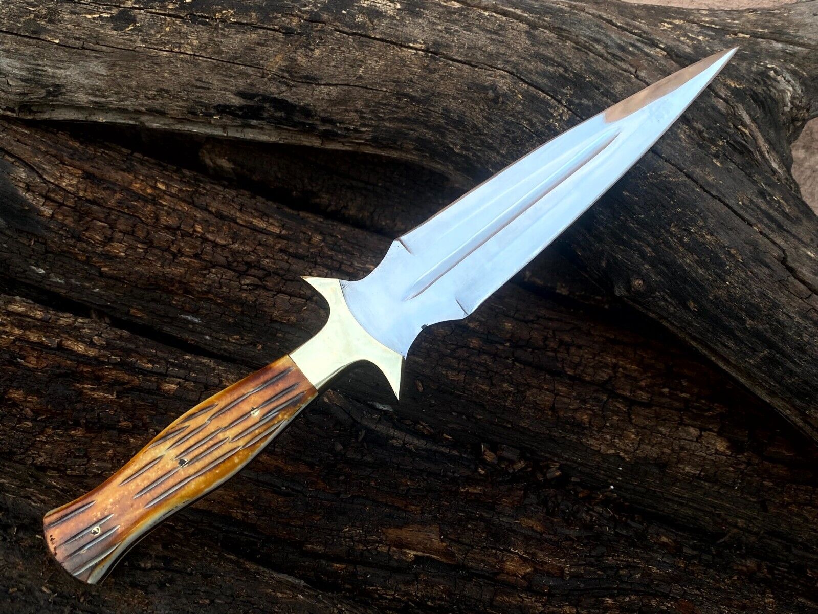 SHARDBLADE CUSTOM HAND FORGED D2 STEEL HUNTING DAGGER DOUBLE EDGE BLADE KNIFE