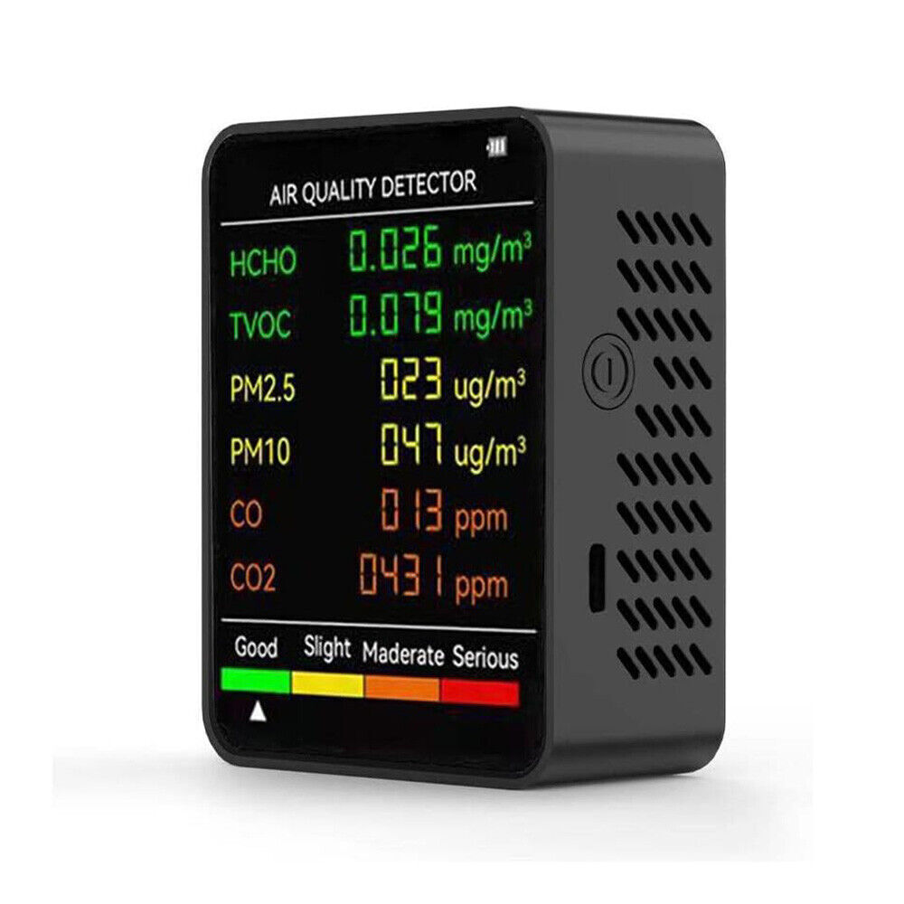 6in1 Air Quality Monitor CO PM2.5 TVOC HCHO Detector Carbon Dioxide Exceed Alarm