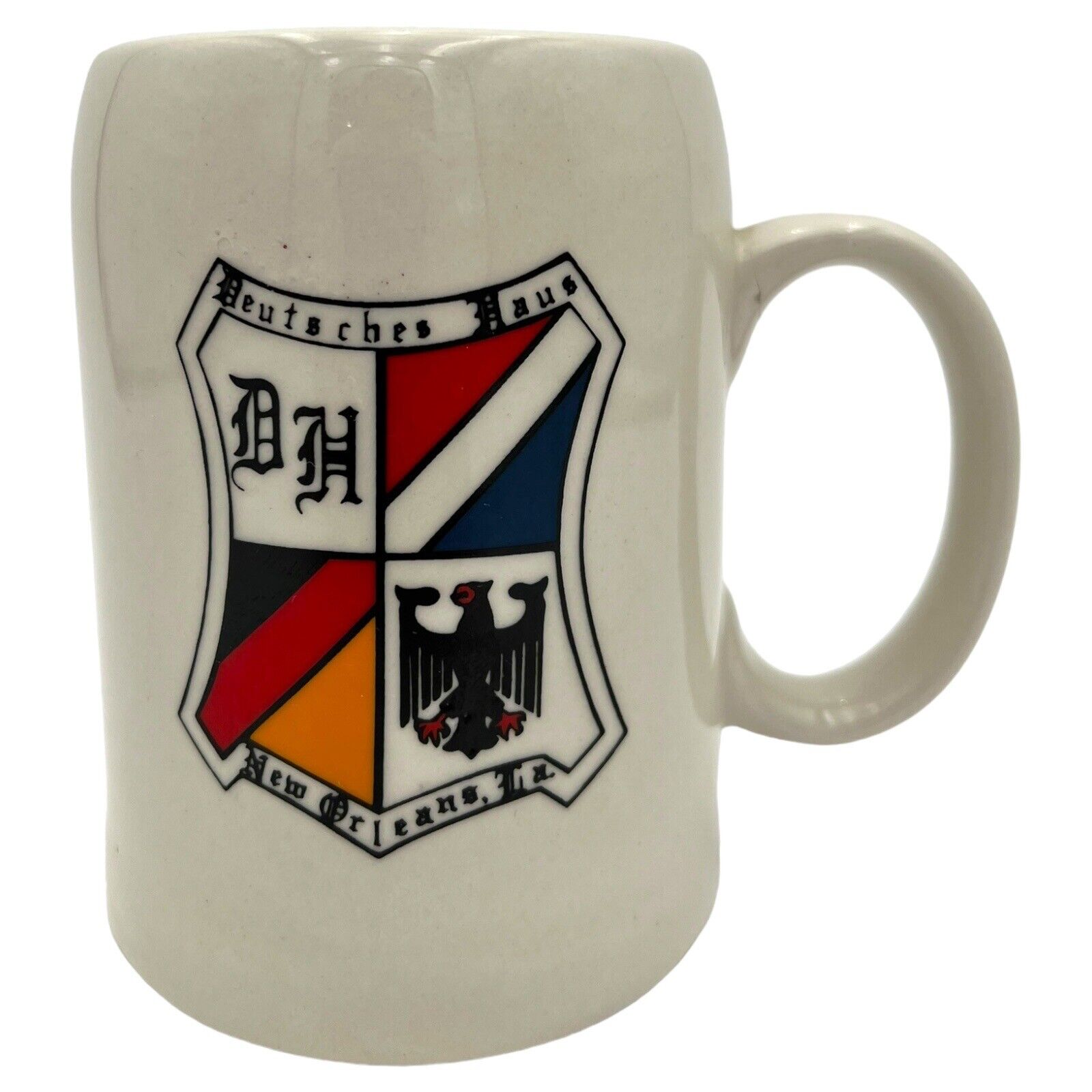 Vintage Deutsches Haus New Orleans Beer Stein Mug Stoneware Coat Of Arms 5\