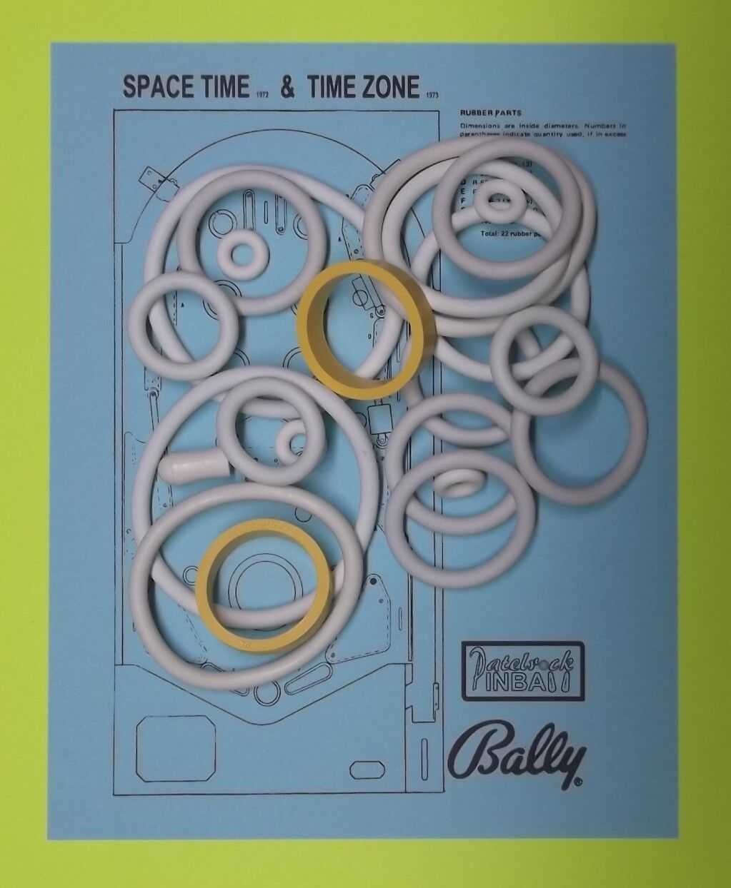 Bally Space Time or Time Zone Pinball Machine Rubber Ring Kit
