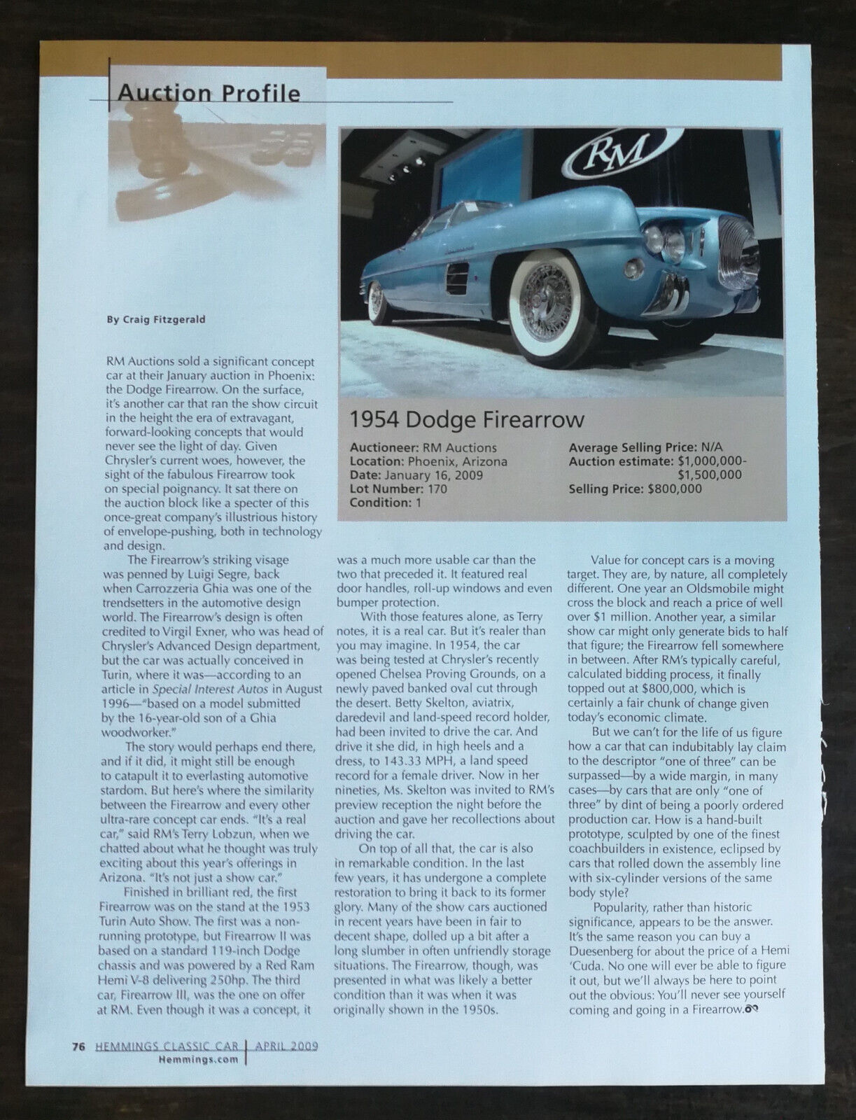 1954 Dodge Firearrow Original Article 1123
