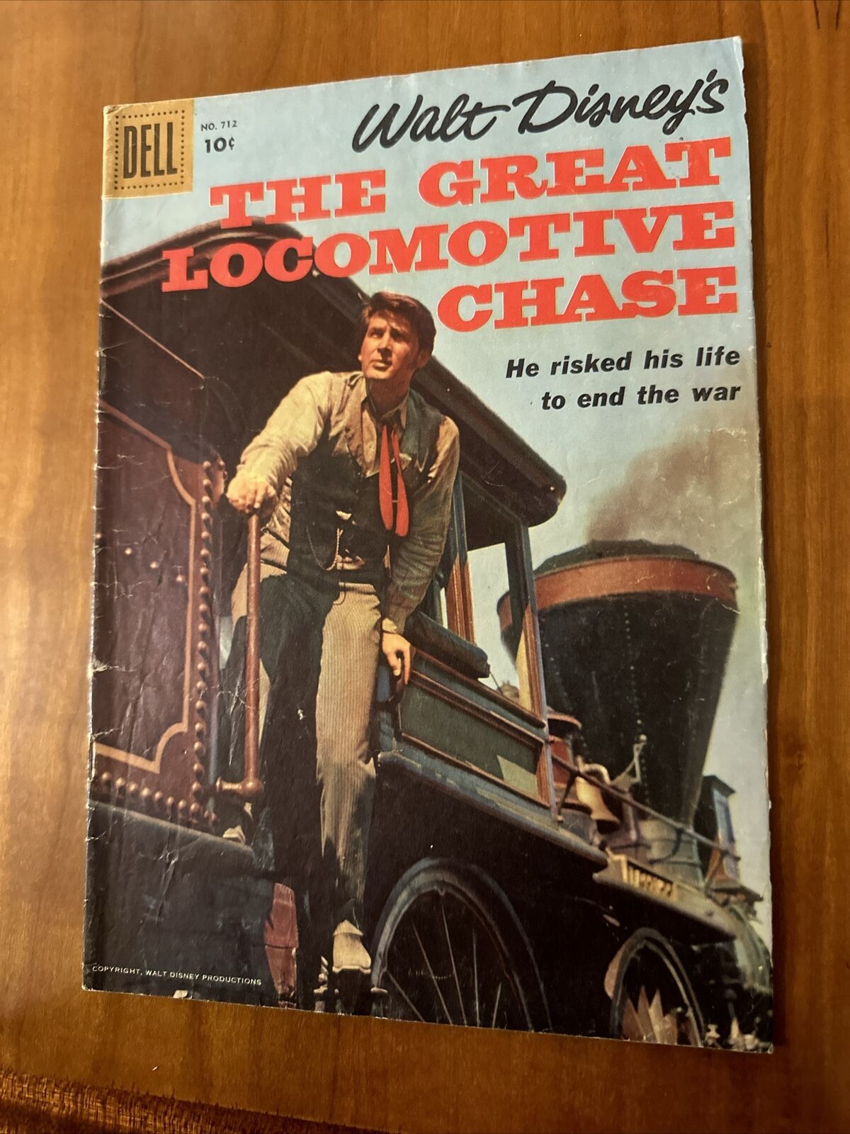 1956 FESS PARKER Disney comic- THE GREAT LOCOMOTIVE CHASE Dell 4-color VF