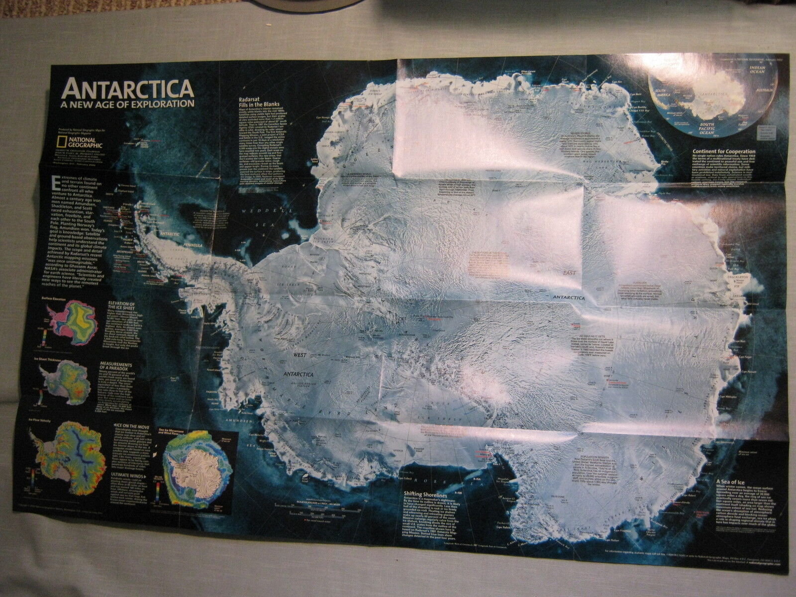 ANTARCTICA MAP NEW AGE OF EXPLORATION National Geographic February 2002