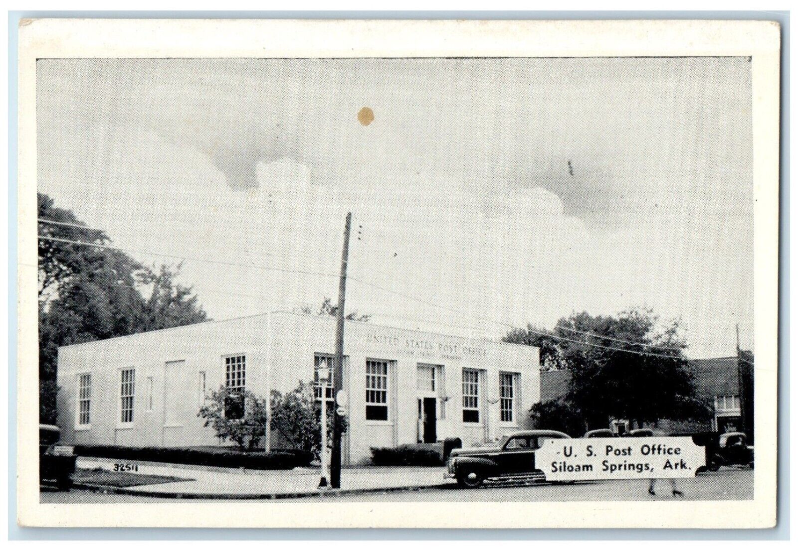 c1930's US Post Office Cars Front Siloam Springs Arkansas AR Vintage Postcard