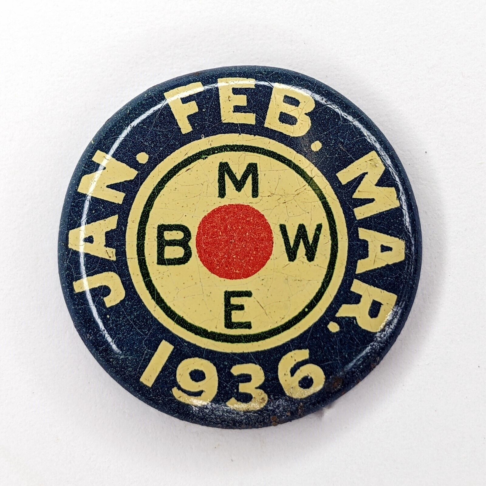 1936 1st Qtr BMWE Union Pin Button  Brotherhood Maintenance Railway Employees E9