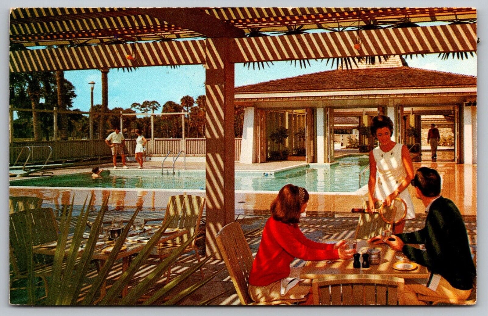 Indoor Outdoor Pool Plantation Club Sea Pines Hilton Head Island SC VTG Postcard