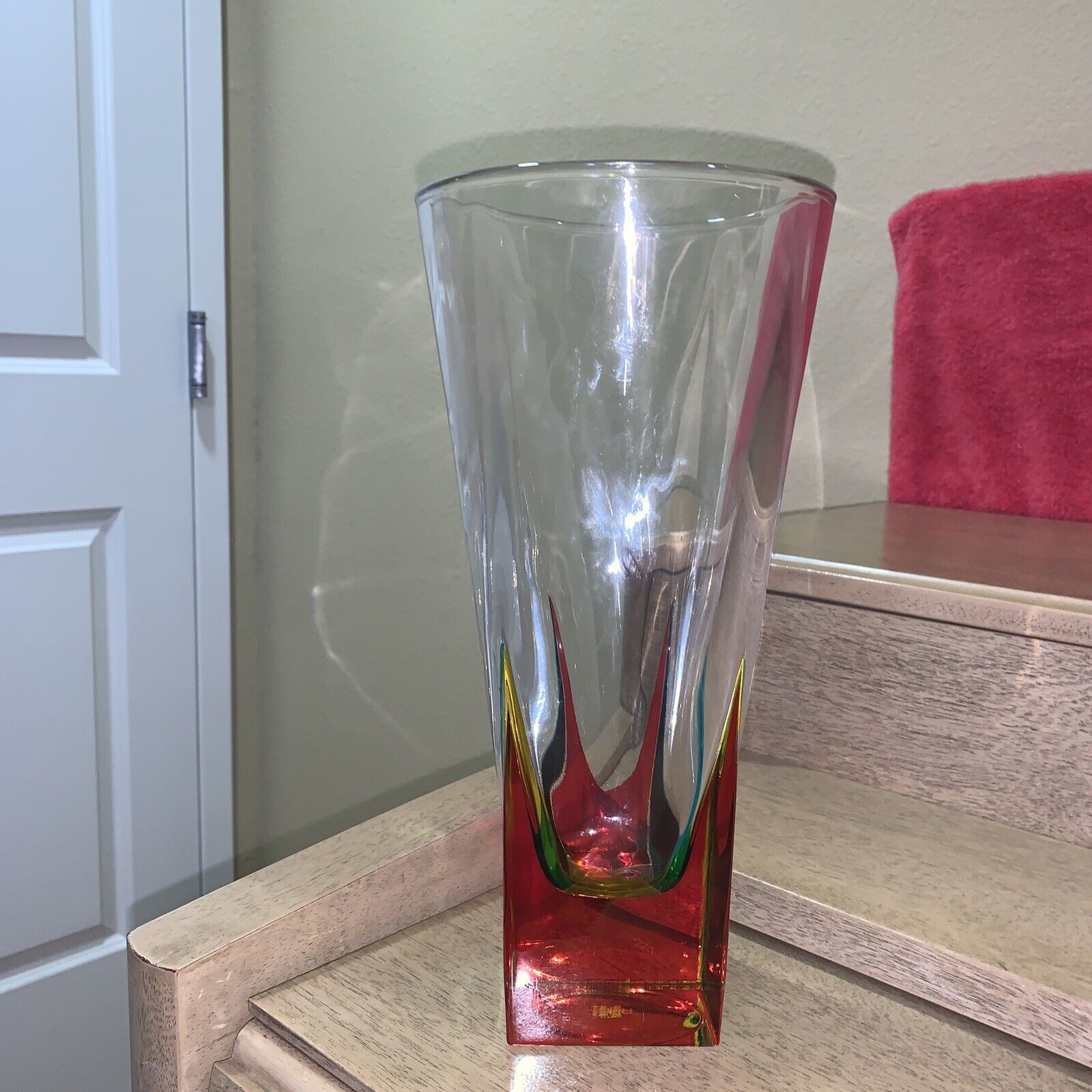 New Made in Italy CC Zecchin; HUGE 29.5 Cm Art Glass Vase 2.3 Kr Origin. Sticker