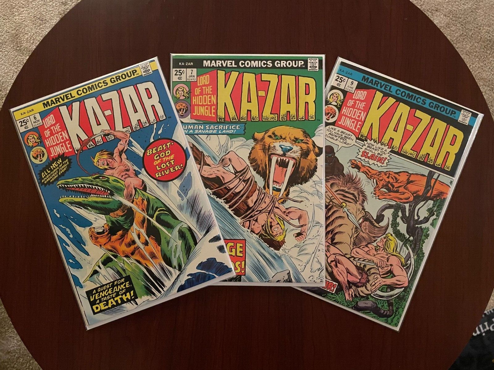 (Lot of 3 Comics) Ka-Zar #6 #7 #9 (Marvel 1974) John Buscema Gil Kane VF