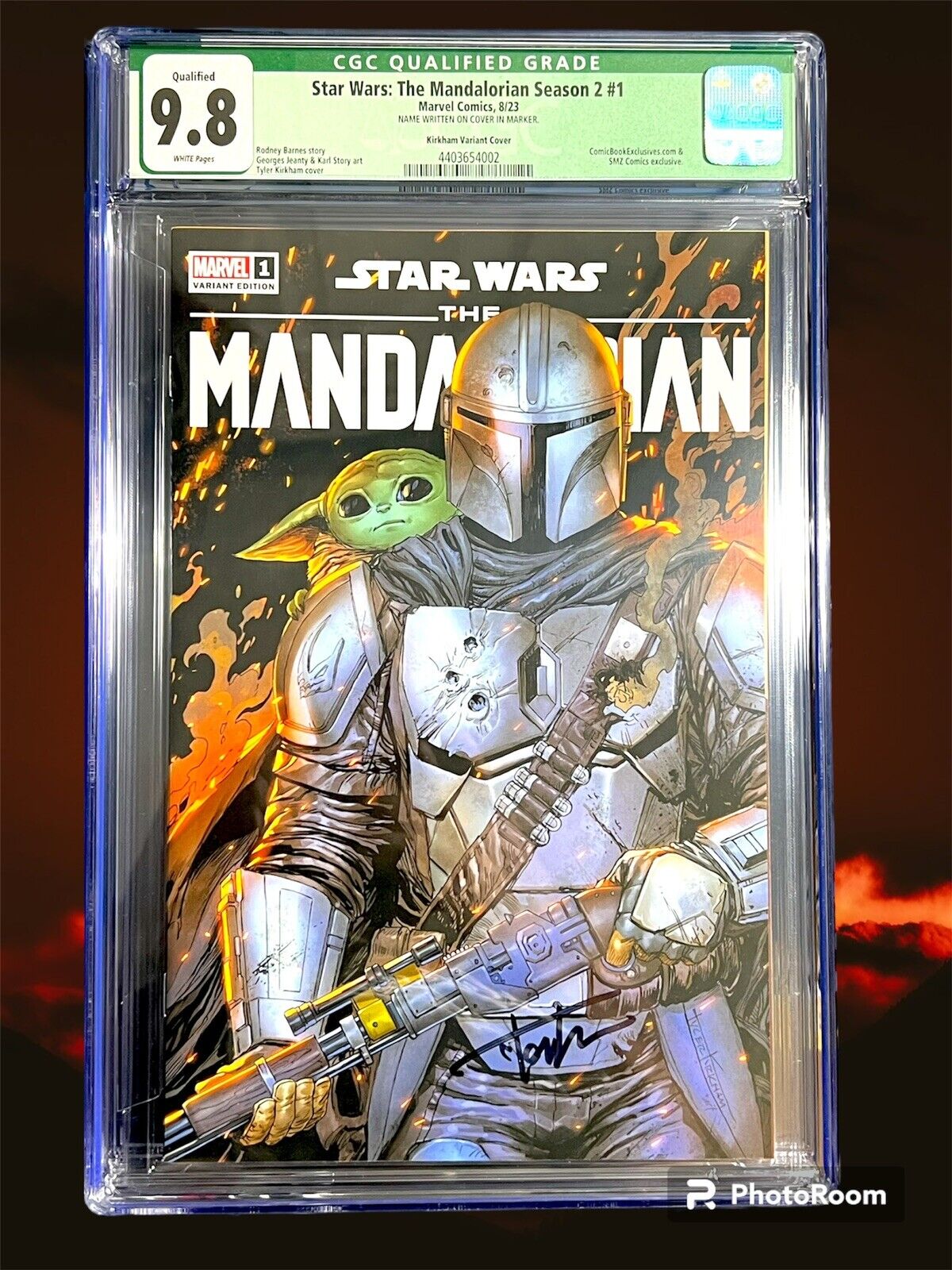 Star Wars Mandalorian #1 Battle Damage 2023 SDCC Grogu Baby Yoda CGC 9.8