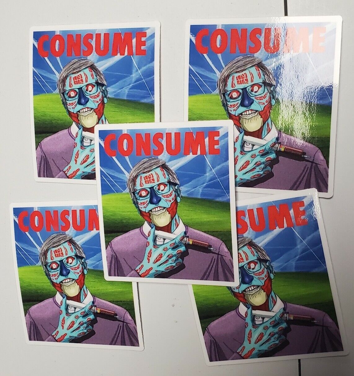 Chemtrails Stickers Lot of 5 Bill Gates satanic global engineer Eugenicist 