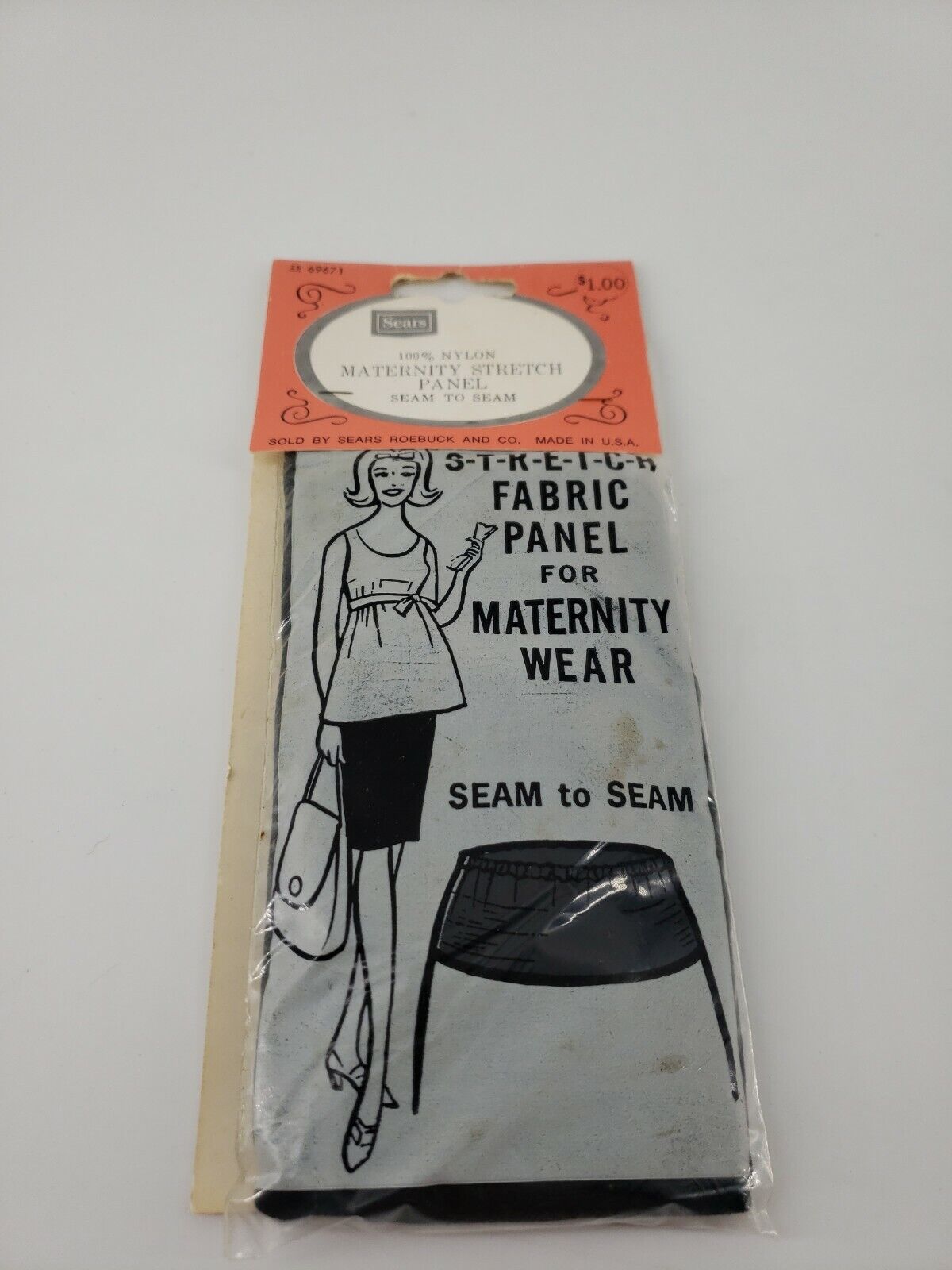 1950s Sears Roebuck Maternity Stretch Panel Sew On Pregnancy Wear Black Vintage