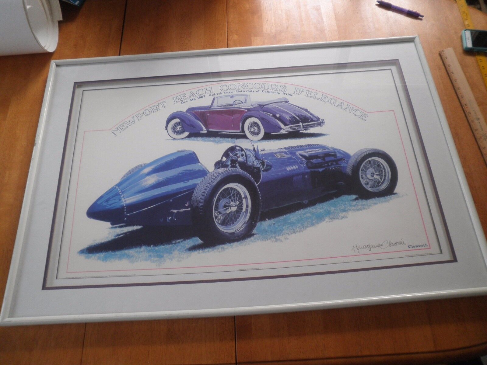 1987 Newport Beach Concours D'Elegance signed print Harold Cleworth Talbot Lago