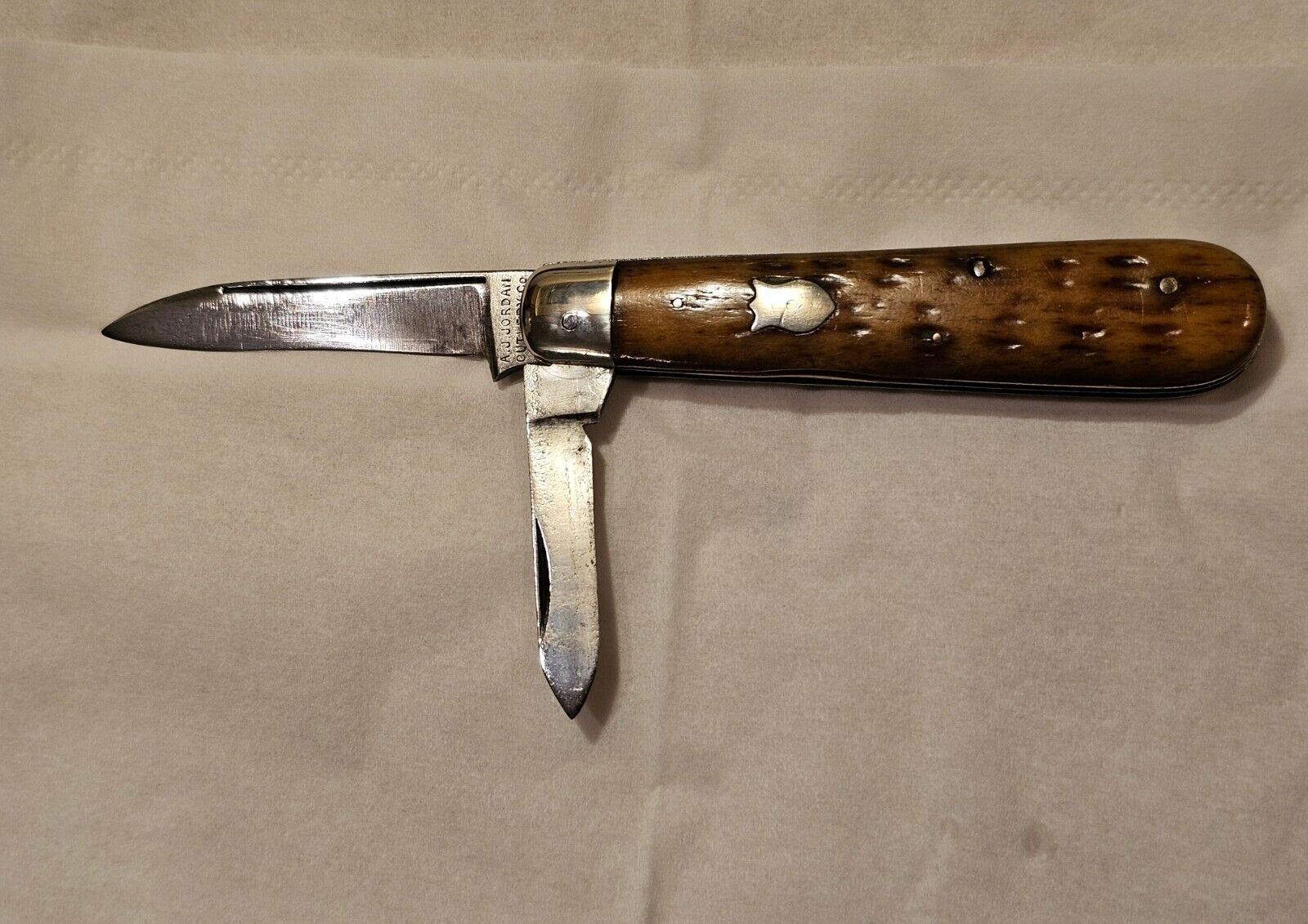 Rare 1878-1921 A.J. JORDAN CUTLERY CO. Germany-Bone Handle 2 Blade Jack Knife.