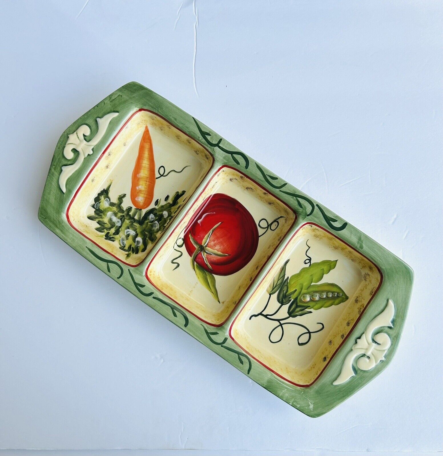 Fitz and Floyd Classic Le Marché 3 Part Vegetable/Dip Serving Dish