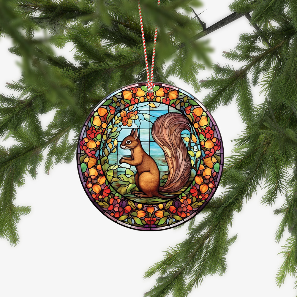 Squirrel Christmas Ornament, cute Squirrel Lovers Gift tree hanging decor