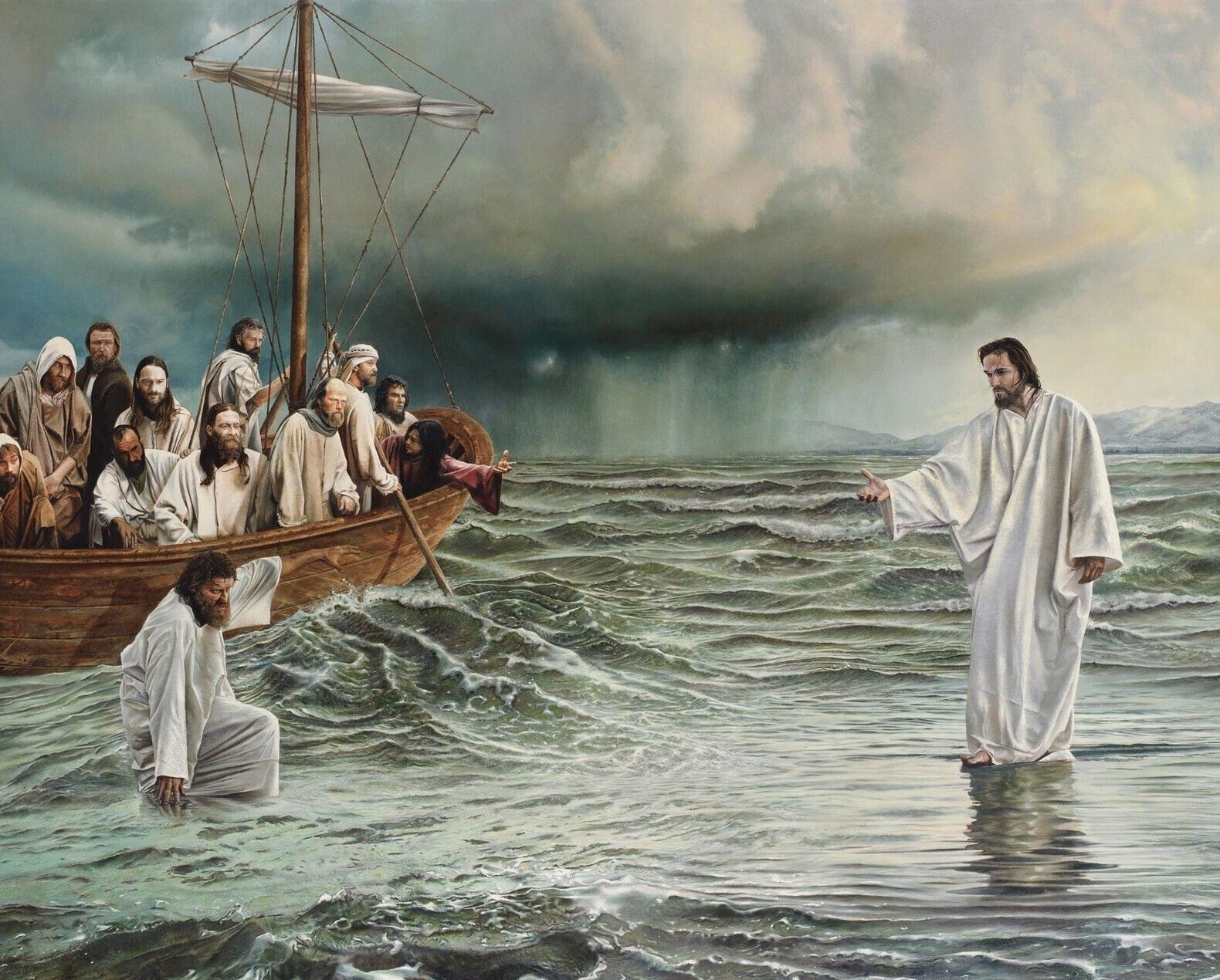 JESUS CHRIST WALKING ON WATER PHOTO 8X10