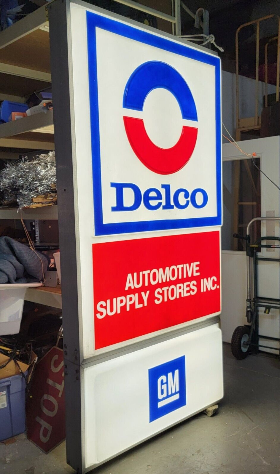 LARGE Delco Automotive Supply Stores Double Sided Light Up Sign GM 97\