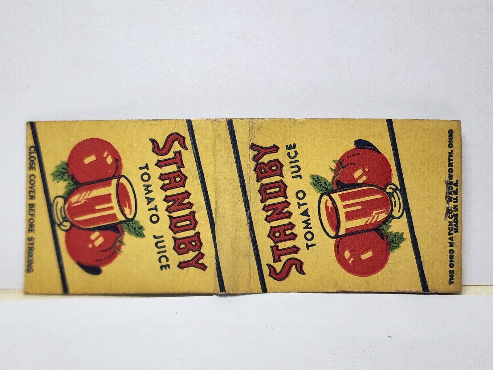 Vintage STANDBY TOMATO JUICE Advertising Beverage Food Matchbook Cover Ohio