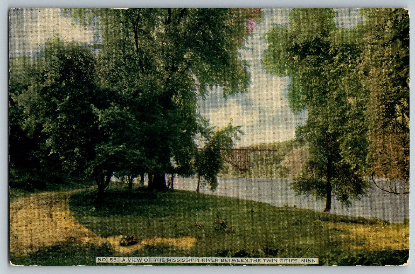 Minnesota - A View of Mississippi River Bet the Twin Cities - Vintage Postcard