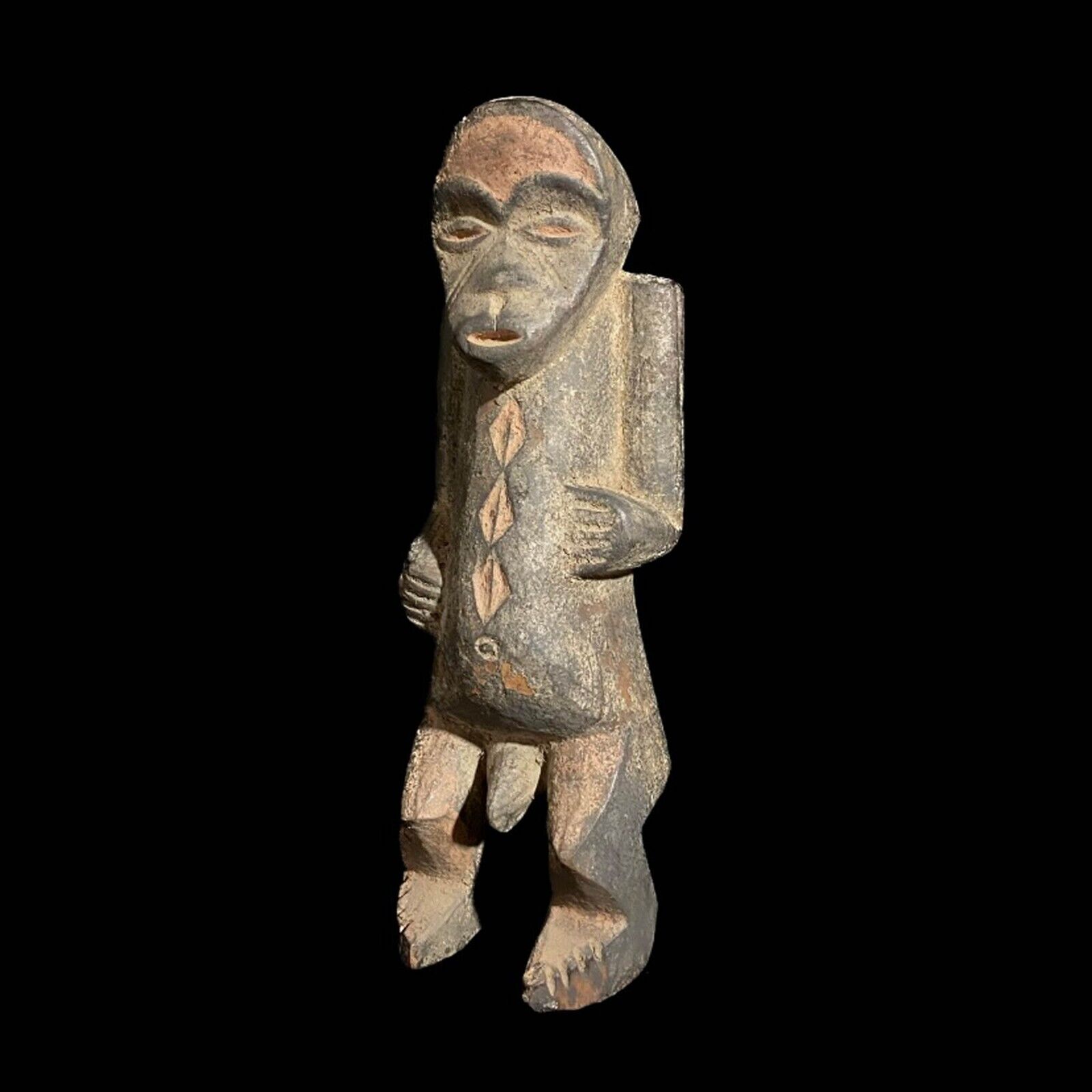 Fang Figure Kabeja Statues Made Of Solid Wood, Traditional Colors Tribe-7871