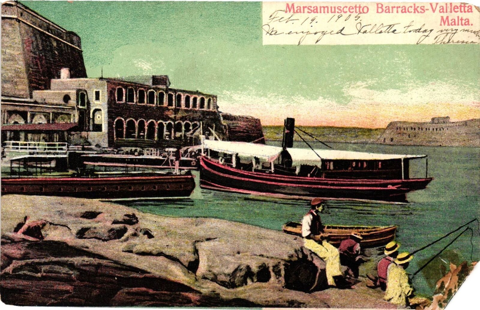 Vintage Postcard- Marsamuscetto, Barracks-Valletta, Malta UnPost 1910