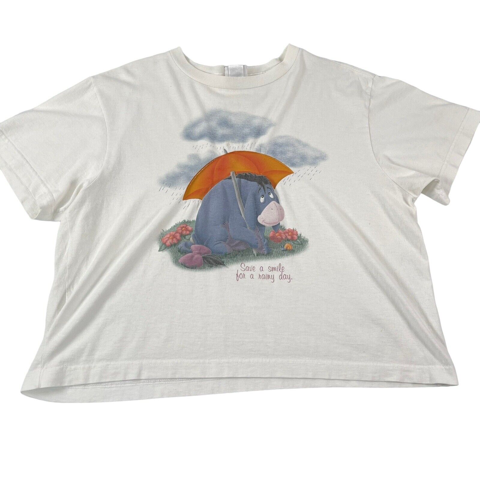Disney Store Eeyore Shirt Save A Smile for Rainy Day Adult Size Large Vintage
