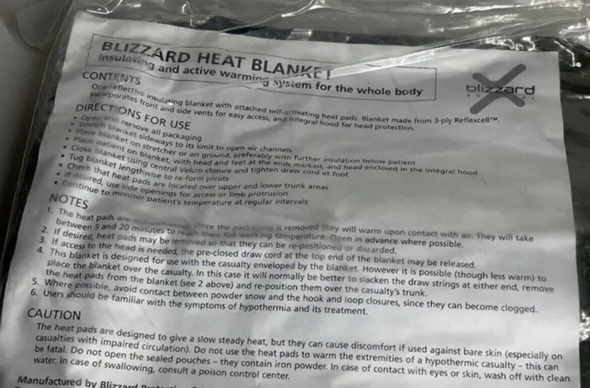 Blizzard Whole Body Heat Survival Blanket Trauma Blanket TCCC Military