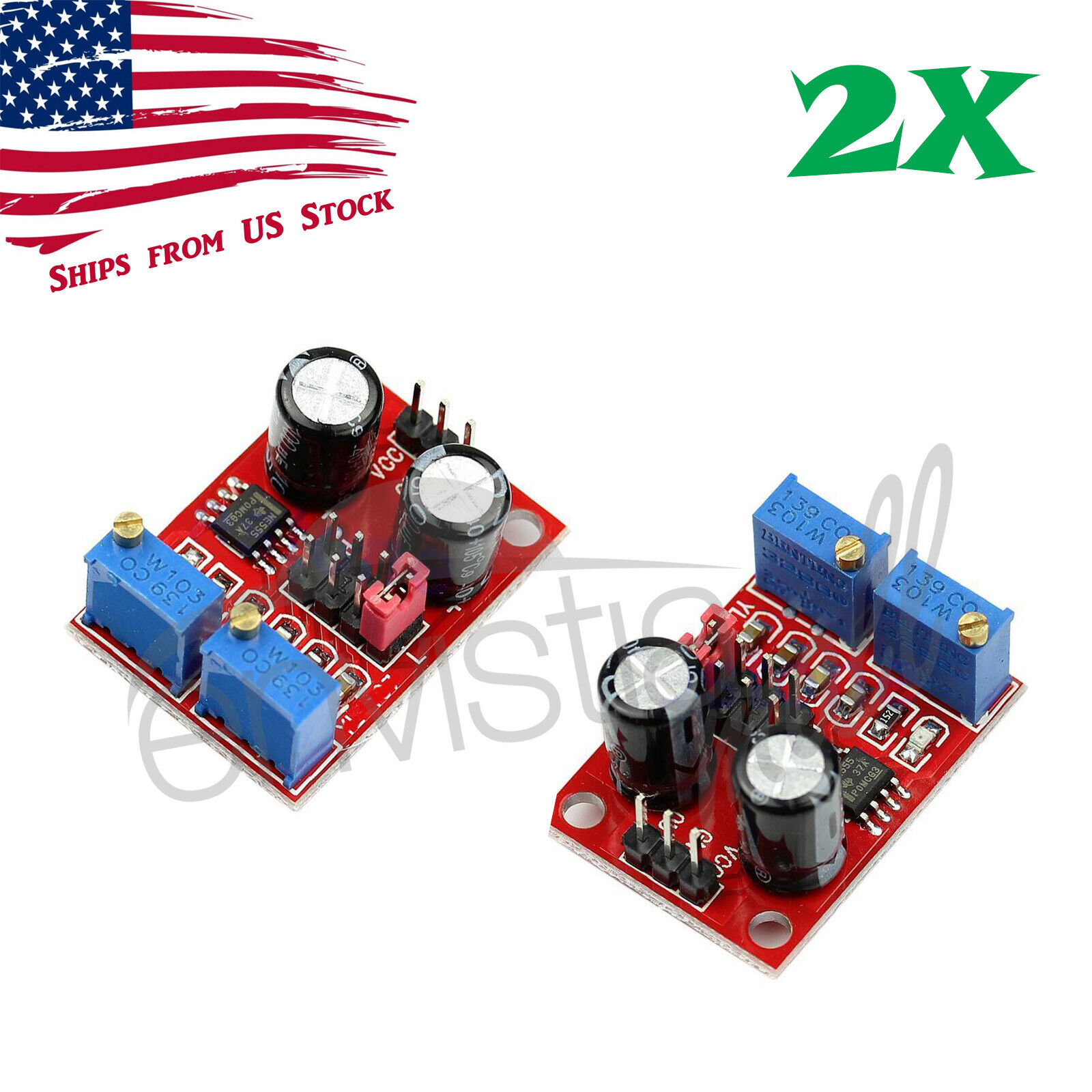 2Pcs NE555 Duty Cycle Pulse Frequency Adjustable Square Wave Generator Module 2X