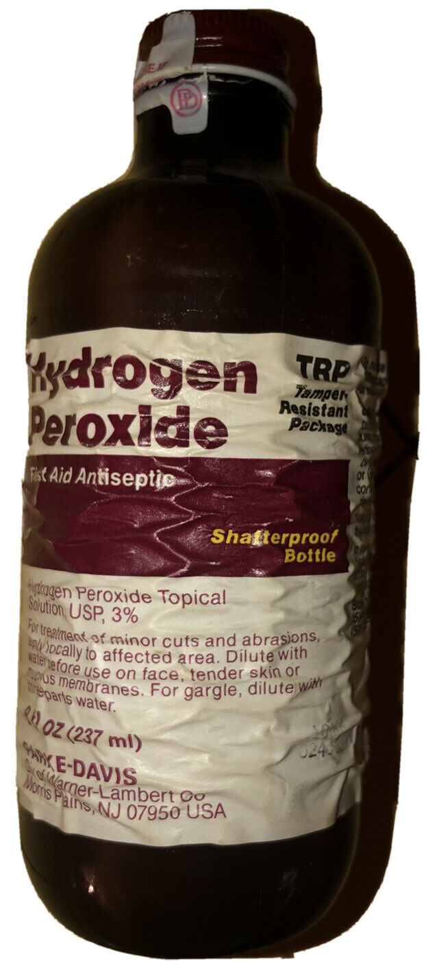 1986 Hydrogen Peroxide Topical empty bottle first-aid antiseptic Park E. Davis