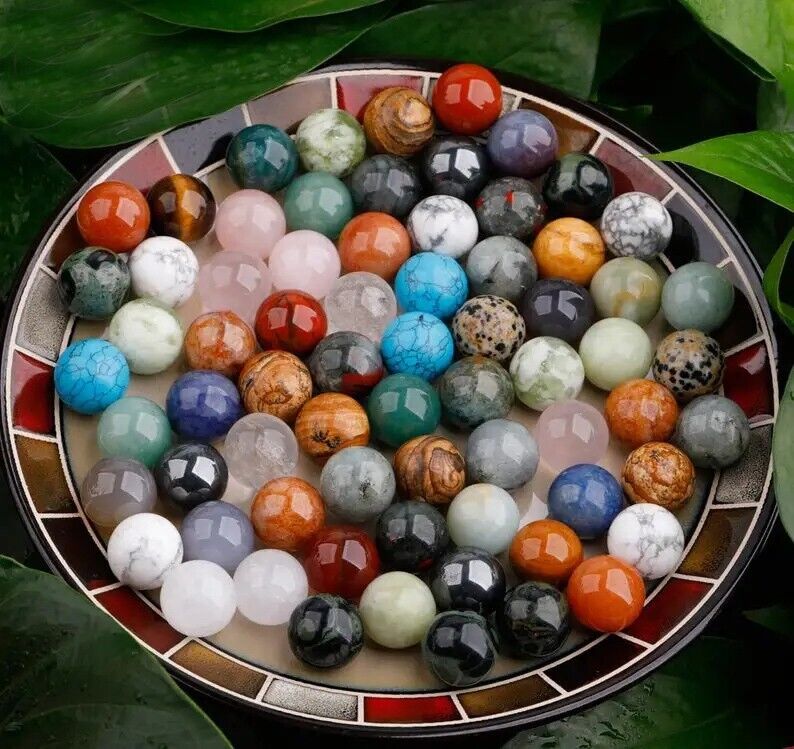 10X Natural Stone 20mm Round Ball Reiki Healing Sphere Bead Small Gemstone Ball