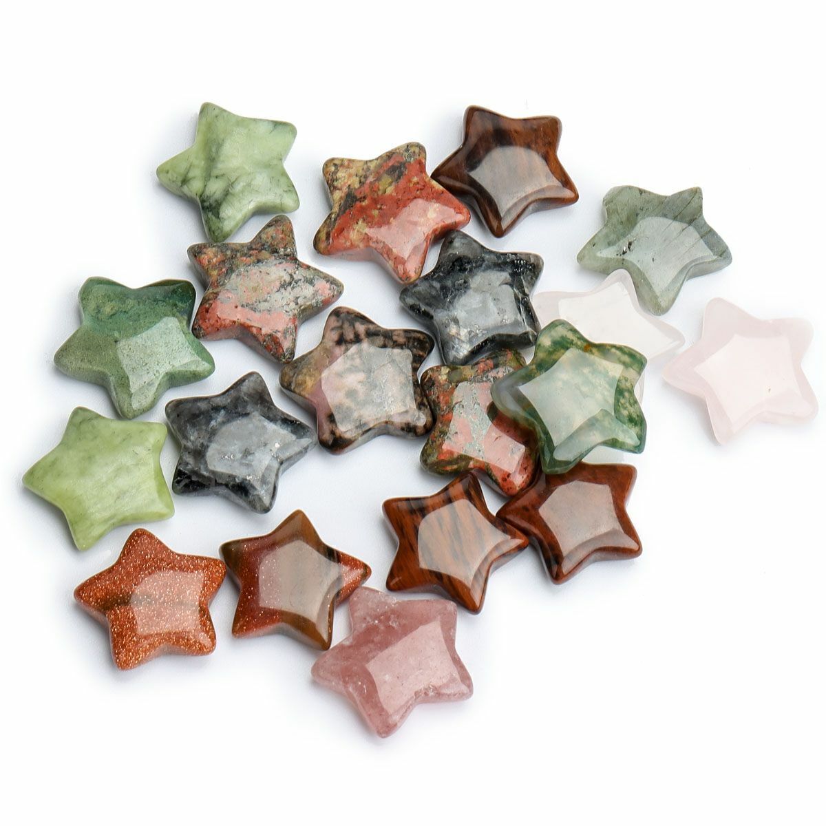 10-30pcs Natural crystals Star Heart Gemstones Chakra Reiki Healing Stone Decor