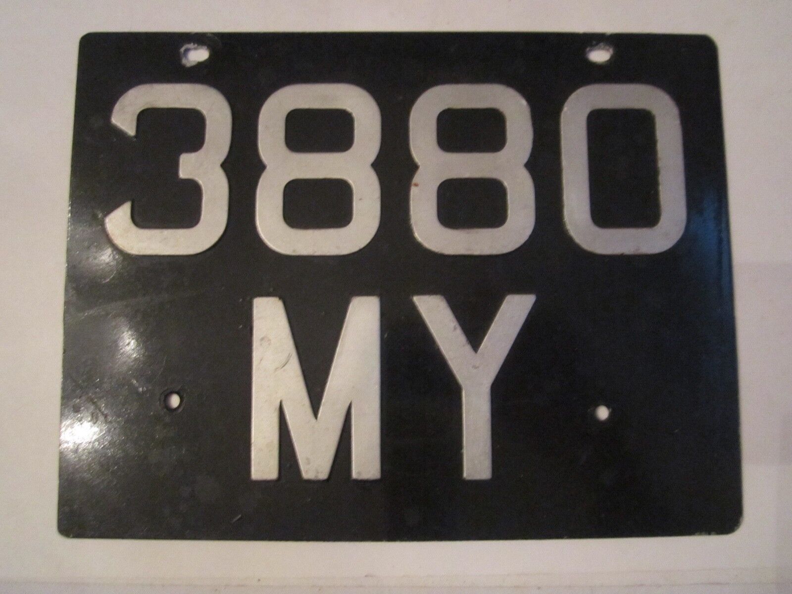 1950\'S MOTORCYCLE LICENSE PLATE - BLACK & SILVER - 9 1/2\