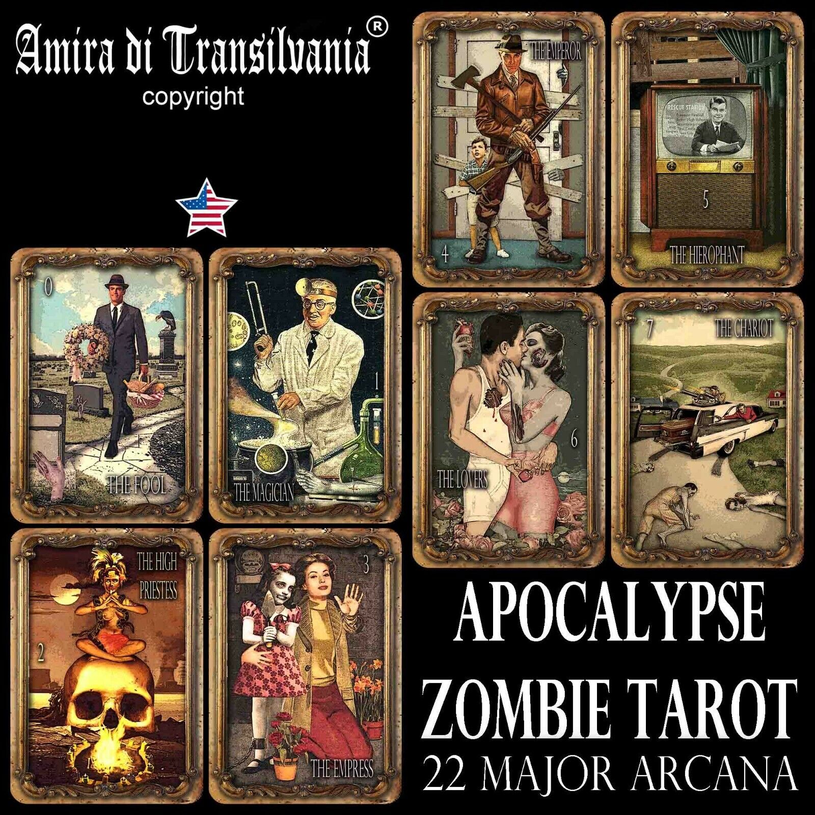 apocalypse tarot card cards deck major arcana horror zombie oracle rare vintage 
