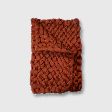 Chunky Knit Merino Wool Blanket in Copper, 30 in. x 50 in. Woolexperts Wool