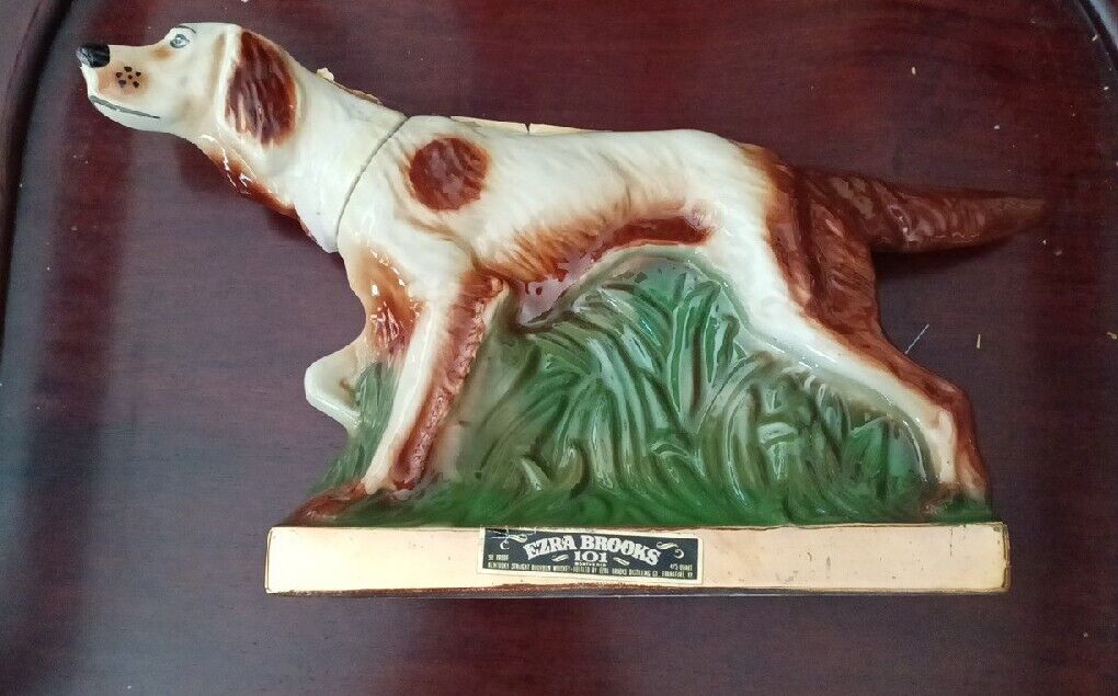 VINTAGE 1974Ezra Brooks Hunting Dog Whiskey Decanter Heritage China EMPTY #BPB