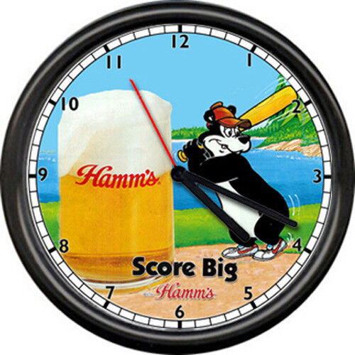 A Hamm\'s Hamms Baseball Costume Beer Bear Bar Tavern Sign Wall Clock