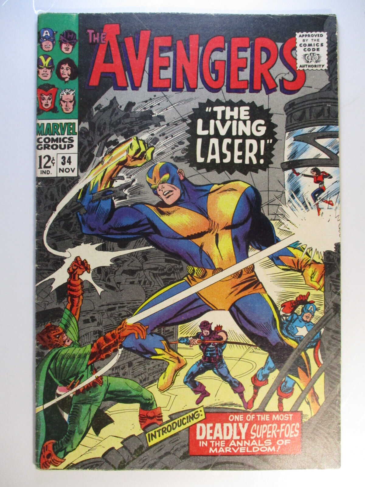 Avengers #34, The Living Laser, Captain America, Fine-, 5.5, White Pages