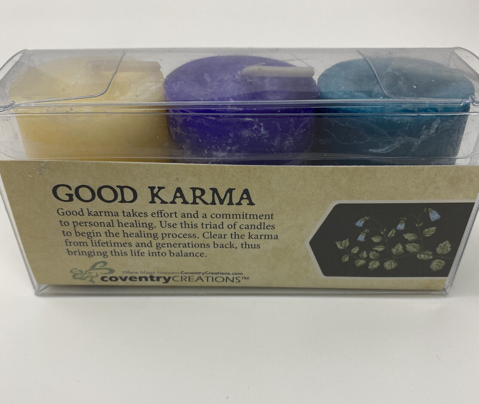 Coventry Creations Blessing Kit GOOD KARMA Blessed Herbal Candles Three Votives